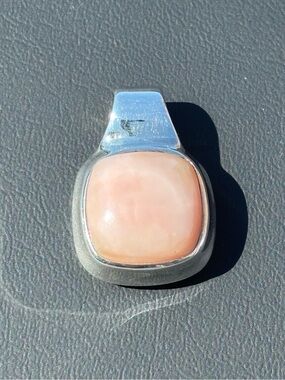 Sterling Silver 925 Pink Opal Cabochon Pendant